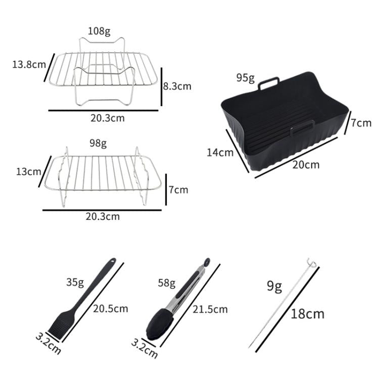 Air Fryer Accessories Set Airfryer Mold Liner Reusable Oven Grill Baking Rack