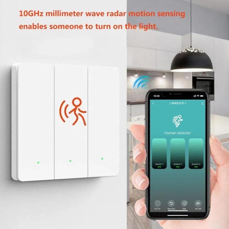 Compatible Tuya ZigBee Smart Light Switch With Radar Motion Sensor No Capacitor Required
