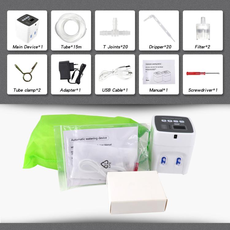 Smart Dual Pump Automatic Watering System 20 Drip Emitters Kit For Garden Plants - Battery/Electric Powered