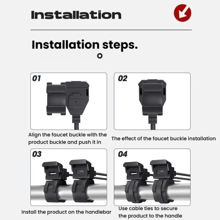 WUPP 2 in 1 QC3.0 Waterproof PD Fast Charging Motorcycle Mobile Phone USB Charger