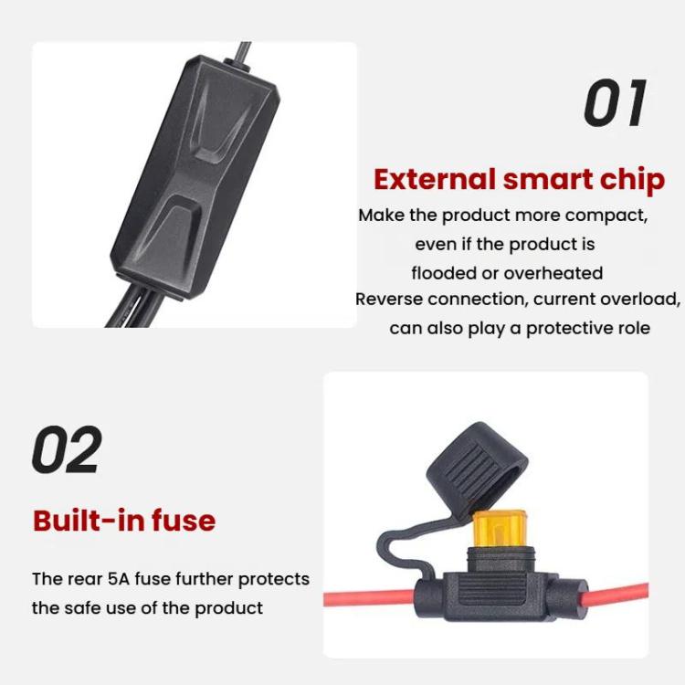 WUPP 2 in 1 QC3.0 Waterproof PD Fast Charging Motorcycle Mobile Phone USB Charger