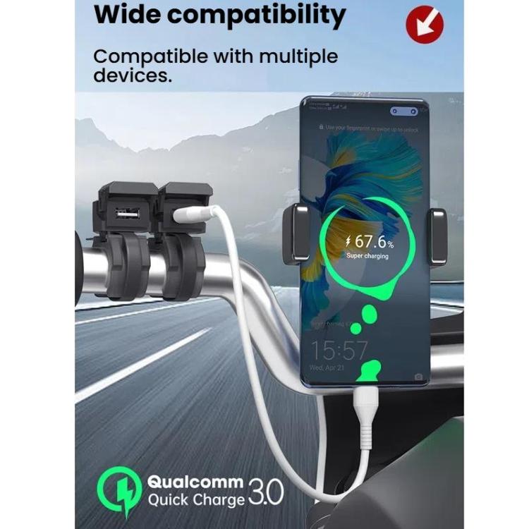 WUPP 2 in 1 QC3.0 Waterproof PD Fast Charging Motorcycle Mobile Phone USB Charger