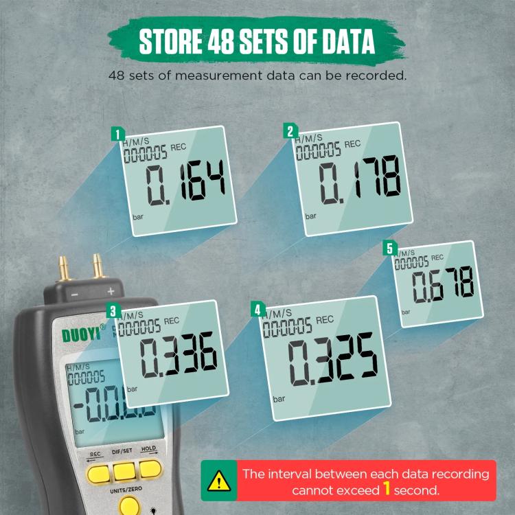 DUOYI Digital Brake Vacuum Pump Measuring Gauge Differential Pressure Gauge