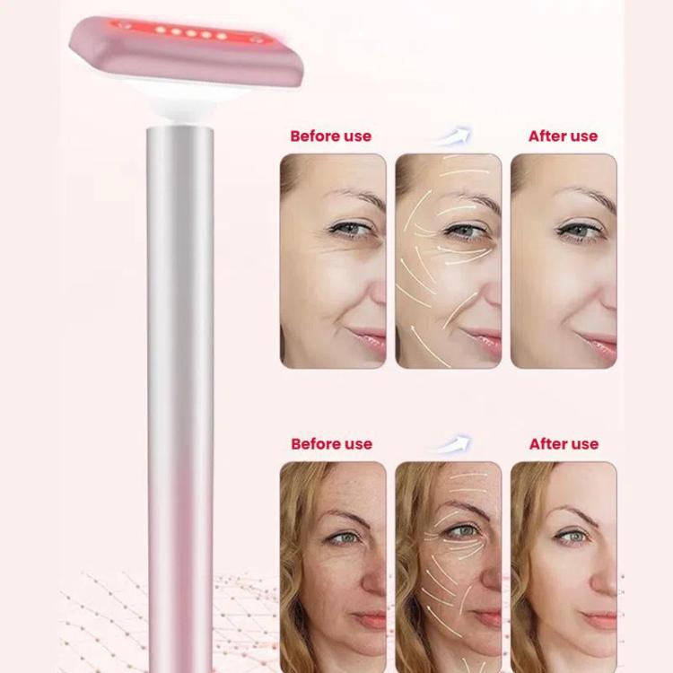 Red Light Facial Wand Eye Neck Massager With Vibrating for Lifting, Dark Circle Reduction