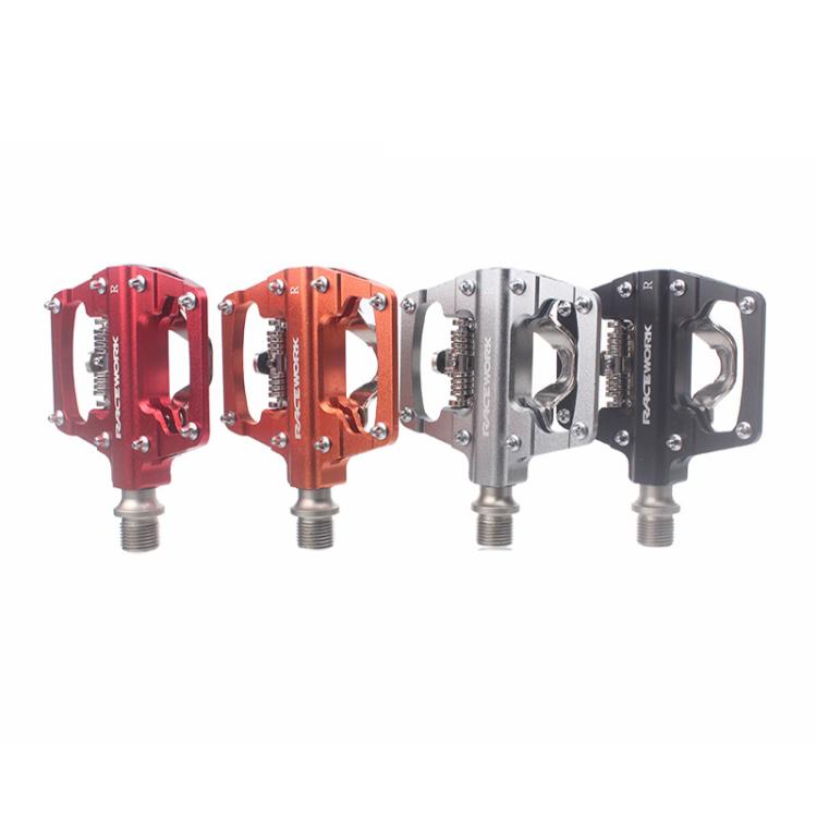 RACEWORK RK213 1pair Mountain Bike SPD + Flat Pedal Self-locking Dual-purpose Pedal