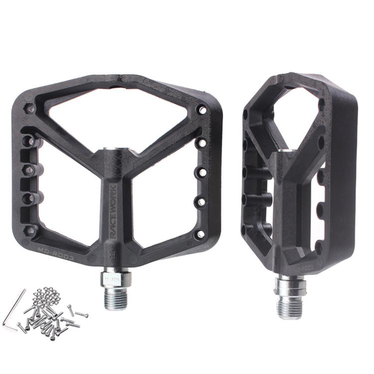 RACEWORK RK579 1pair Bicycle Wide Anti-slip Bearing Pedal Nylon Pedal