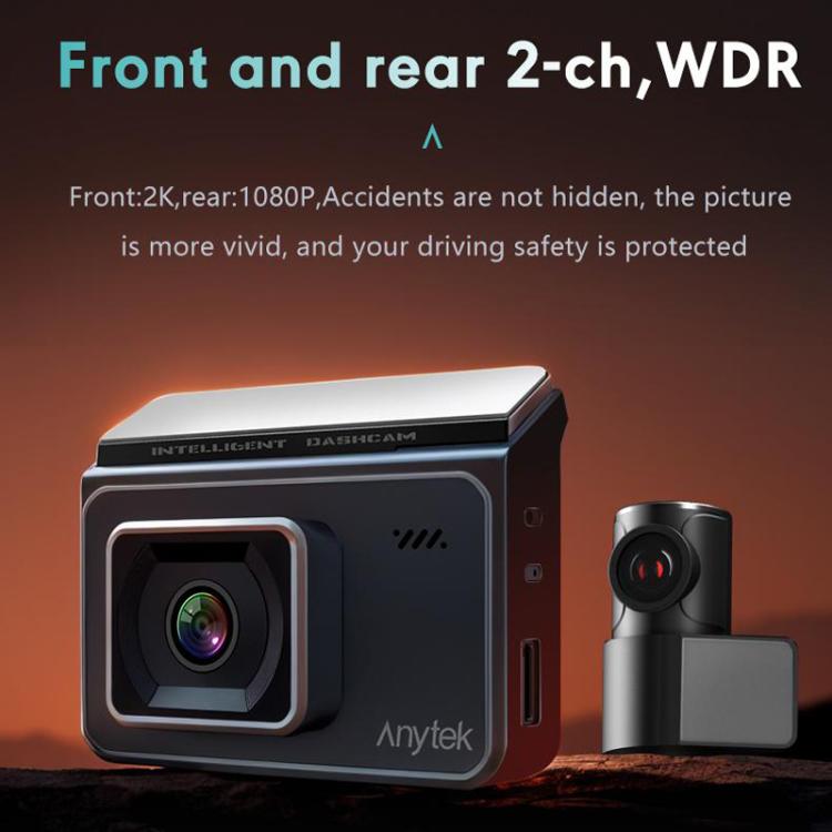 Anytek T2 PRO 3.0 Inch 2K HD Night Vision Recorder Hidden Car Camera Front And Rear Dual Recording