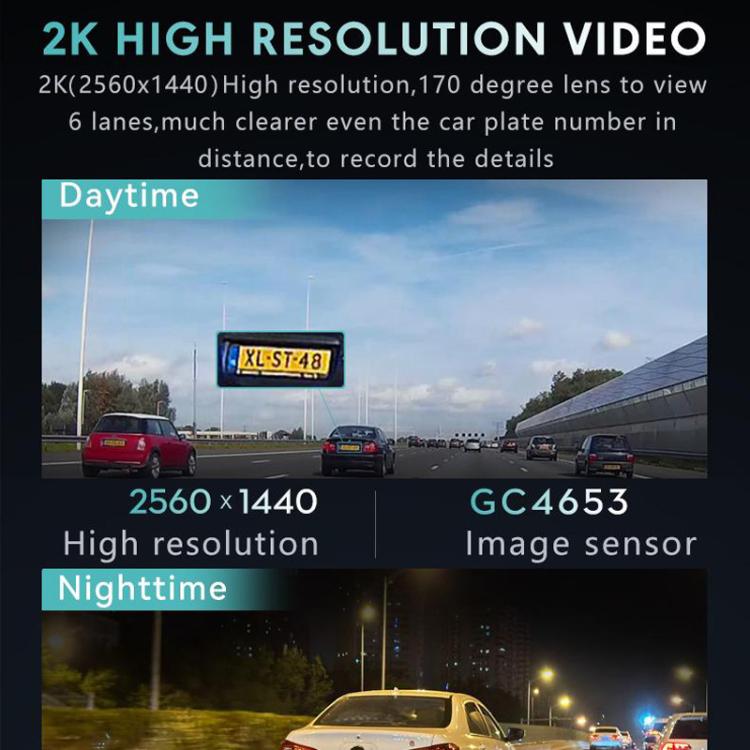 Anytek T2 PRO 3.0 Inch 2K HD Night Vision Recorder Hidden Car Camera Front And Rear Dual Recording