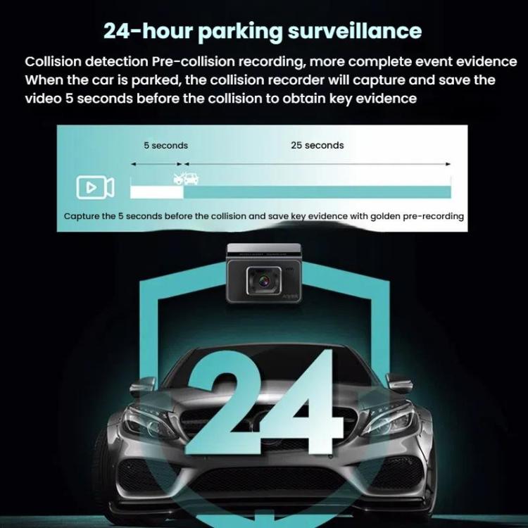 Anytek T2 PRO 3.0 Inch 2K HD Night Vision Recorder Hidden Car Camera Front And Rear Dual Recording