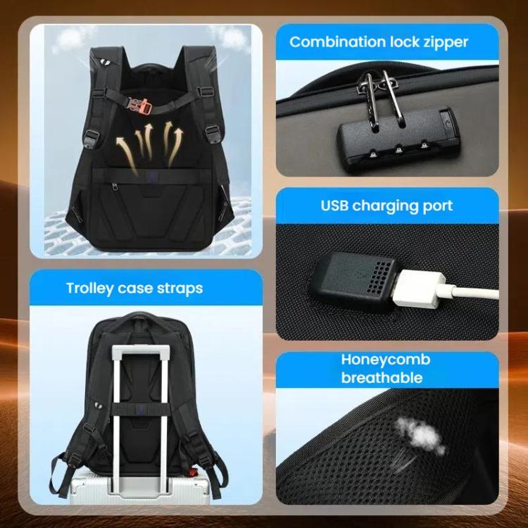 Wiersaam WY1350 Men Anti-Theft Business Backpack Laptop Bag For Travel With Password Lock