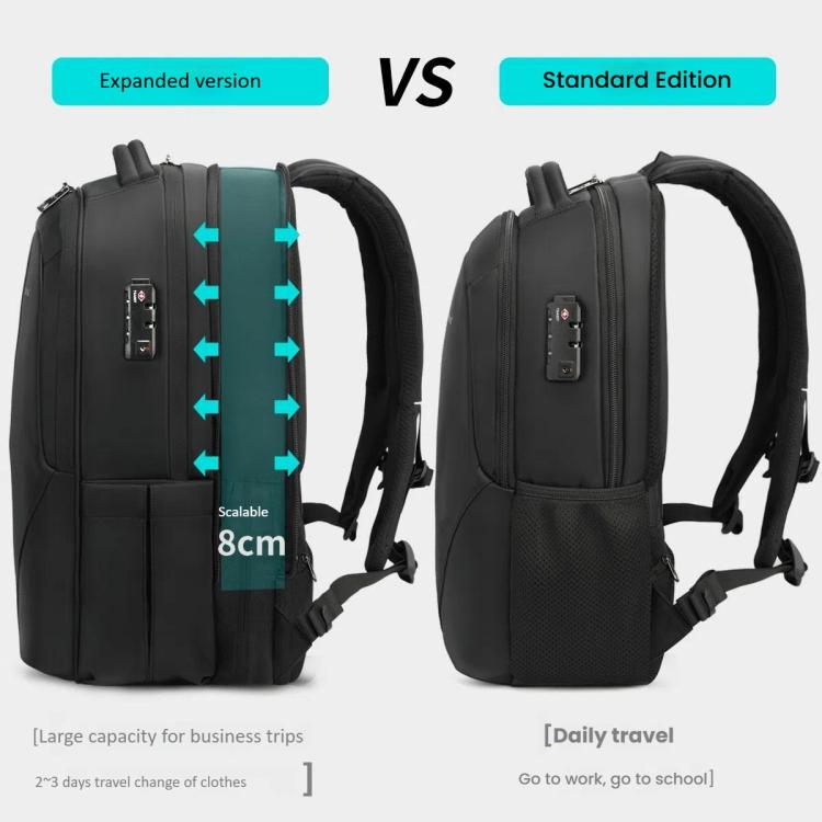 Men Business Anti-Theft Laptop Backpack With USB Charging Port, Reflective Strips & TSA Lock