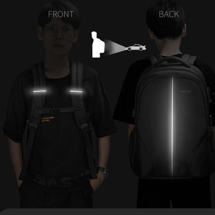 Men Business Anti-Theft Laptop Backpack With USB Charging Port, Reflective Strips & TSA Lock