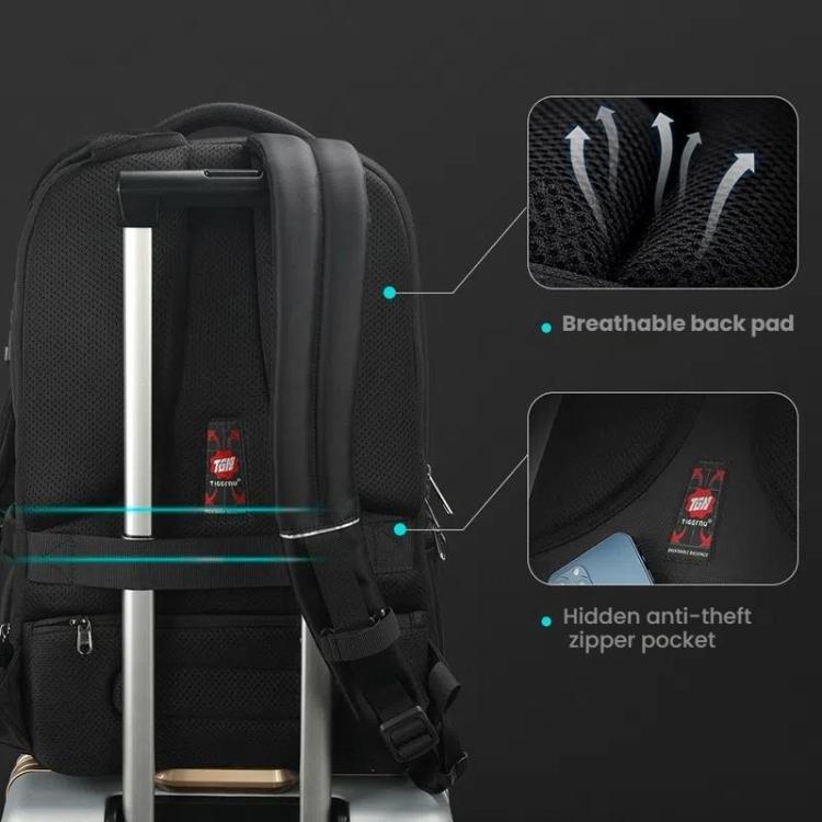 Men Business Anti-Theft Laptop Backpack With USB Charging Port, Reflective Strips & TSA Lock