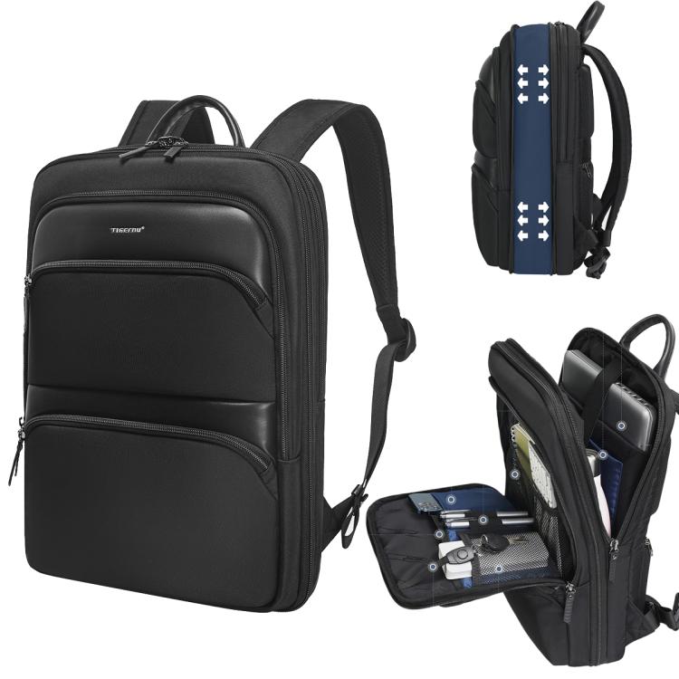 Men Expandable Waterproof Lightweight Laptop Backpack With Floating Zipper