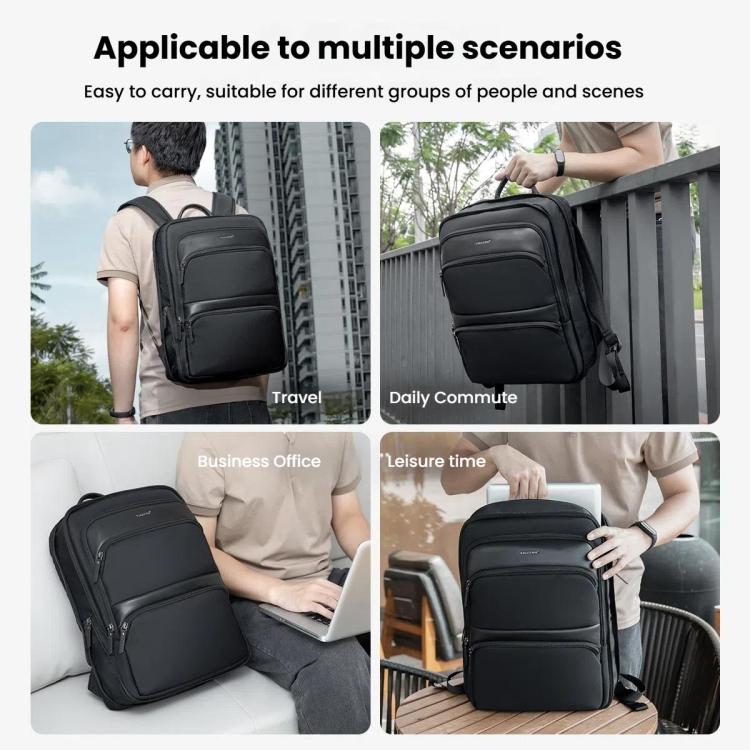 Men Expandable Waterproof Lightweight Laptop Backpack With Floating Zipper