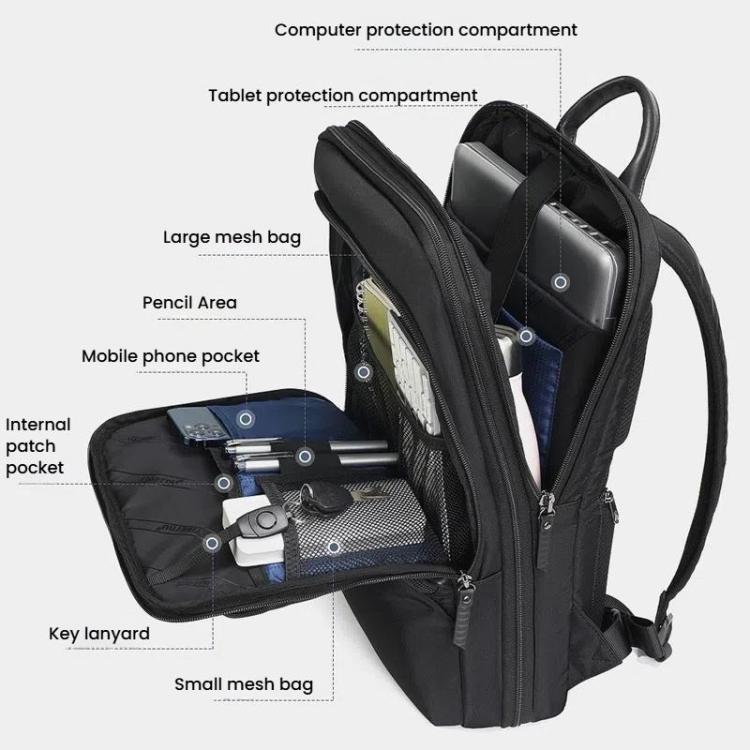 Men Expandable Waterproof Lightweight Laptop Backpack With Floating Zipper
