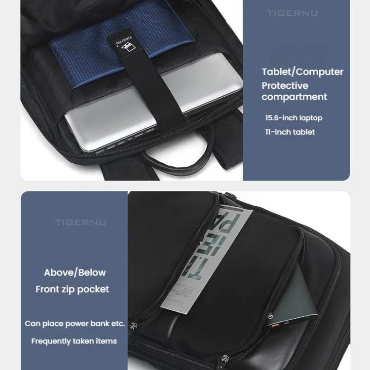 Men Expandable Waterproof Lightweight Laptop Backpack With Floating Zipper