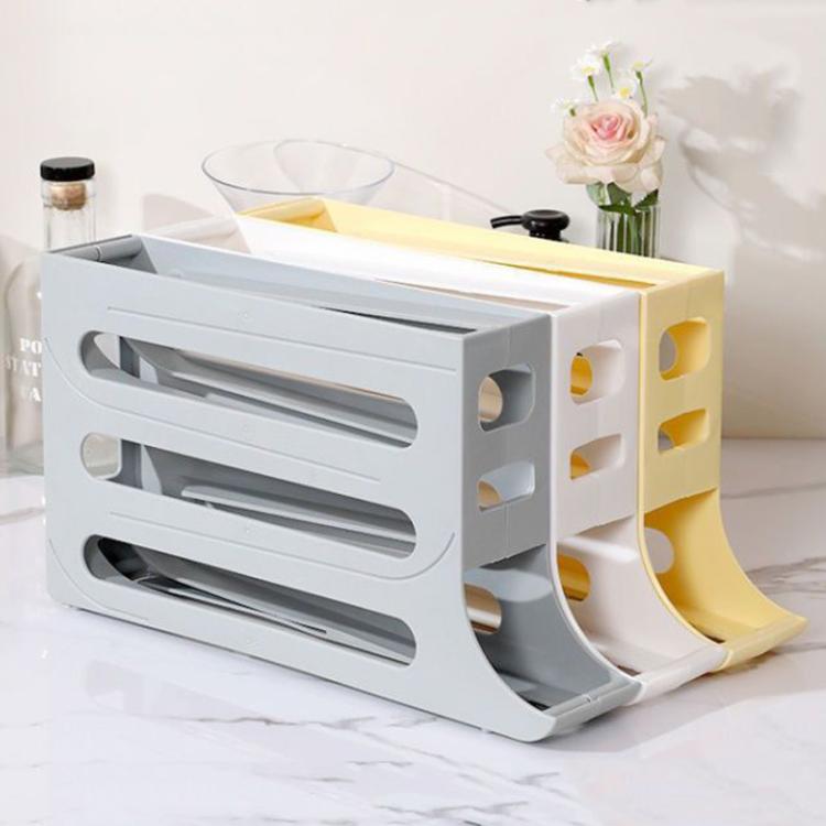 2pcs Kitchen Eggs Organizer 4-layer Slide Refrigerator Eggs Rack Automatic Rolling Tray Drop-proof Carton