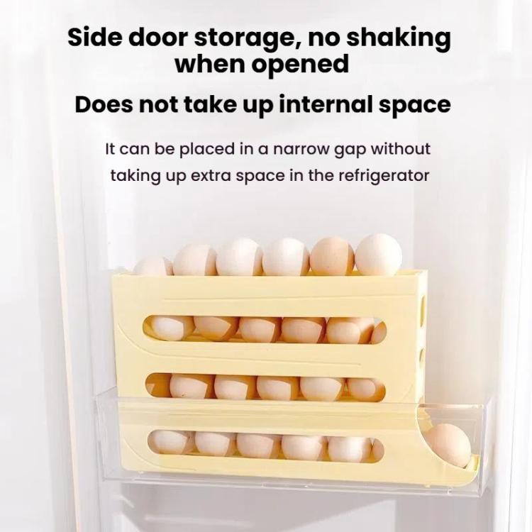 2pcs Kitchen Eggs Organizer 4-layer Slide Refrigerator Eggs Rack Automatic Rolling Tray Drop-proof Carton