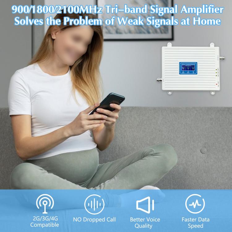 Triple-Band 900/1800/2100 Mobile Phone Signal Reception Booster Amplifier