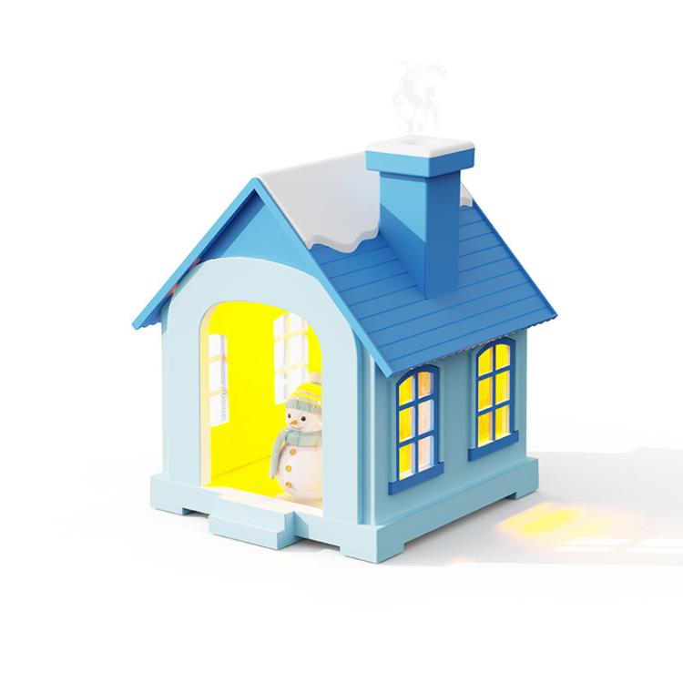 500ML Portable Mini Snow House Humidifier USB Desktop Snowman Colorful Ambient Light Air Humidifiers