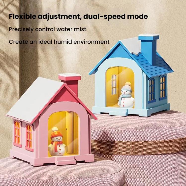 500ML Portable Mini Snow House Humidifier USB Desktop Snowman Colorful Ambient Light Air Humidifiers