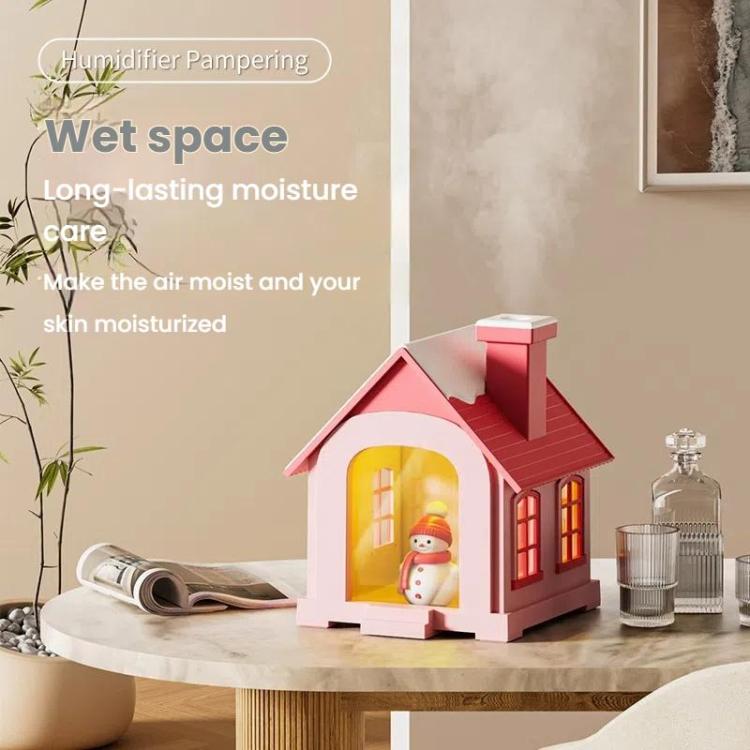 500ML Portable Mini Snow House Humidifier USB Desktop Snowman Colorful Ambient Light Air Humidifiers