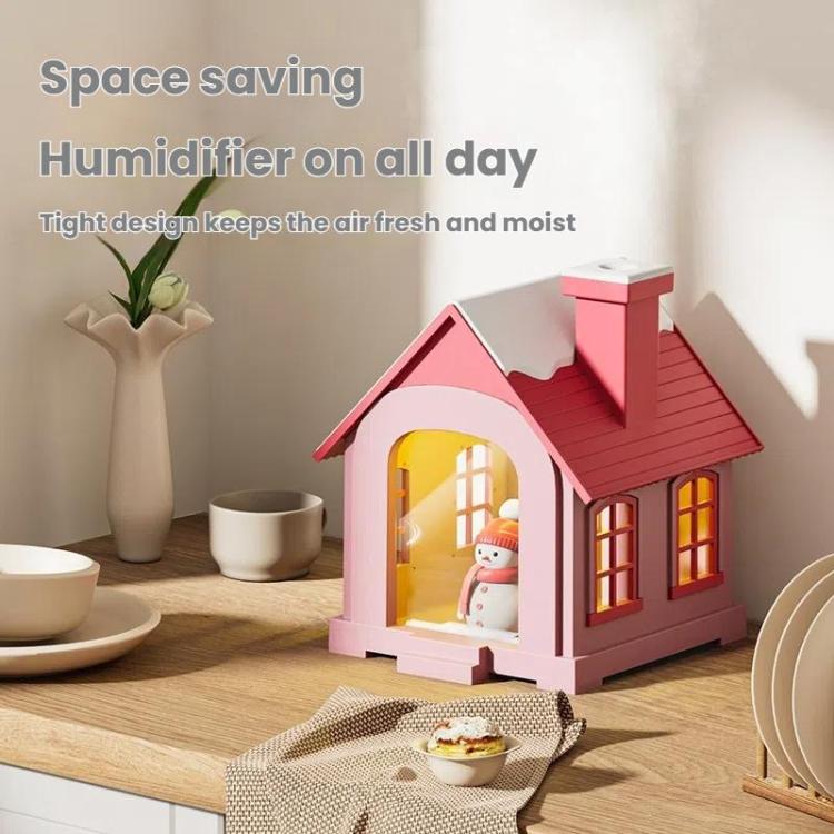 500ML Portable Mini Snow House Humidifier USB Desktop Snowman Colorful Ambient Light Air Humidifiers