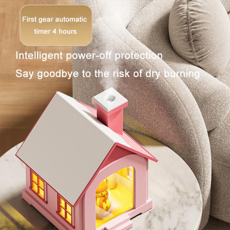 500ML Portable Mini Snow House Humidifier USB Desktop Snowman Colorful Ambient Light Air Humidifiers