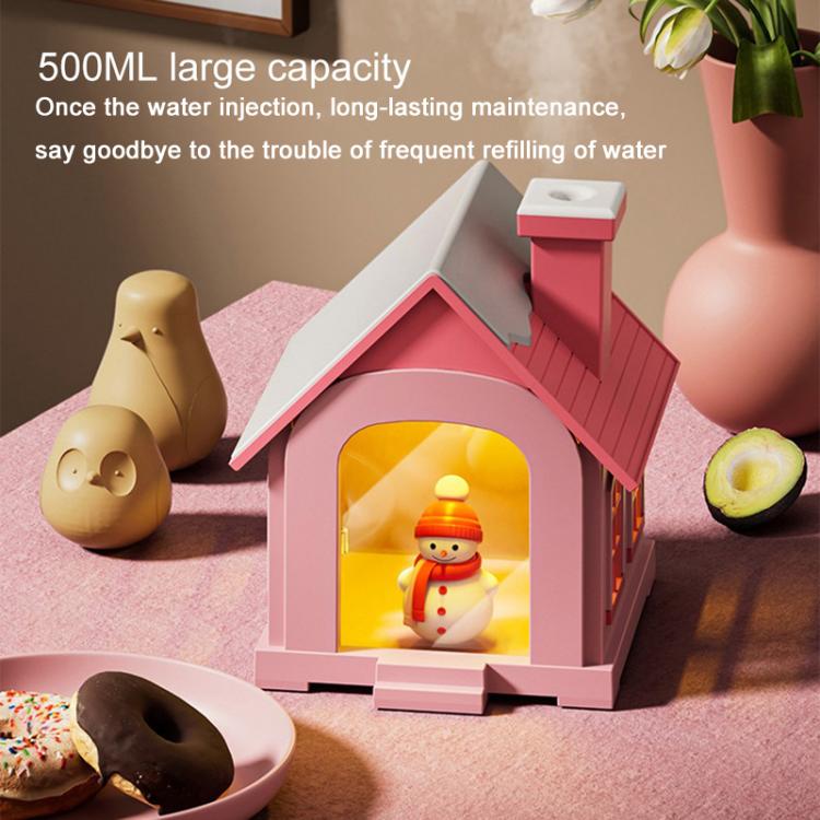 500ML Portable Mini Snow House Humidifier USB Desktop Snowman Colorful Ambient Light Air Humidifiers