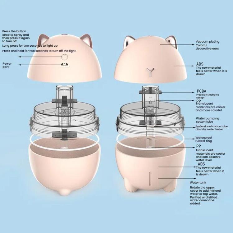 Cute Cats Portable Humidifier Mini USB Home Mute Bedroom Office Desktop Air Humidifier