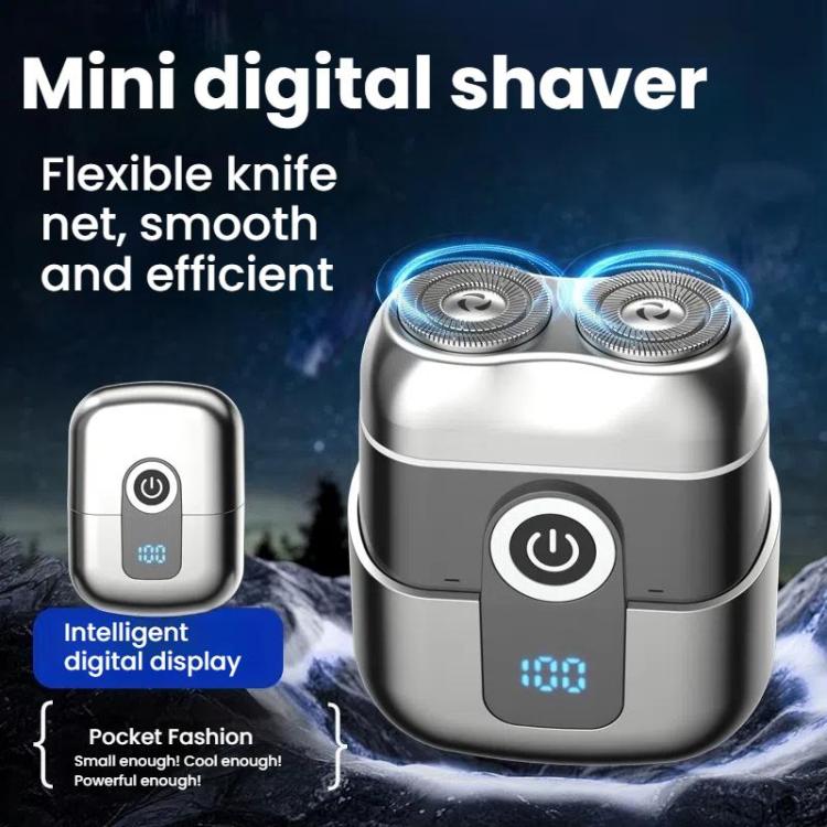 Portable Mini Dual Head Electric Shaver for Men - LCD Display, Floating Blades, Waterproof, USB-C Rechargeable