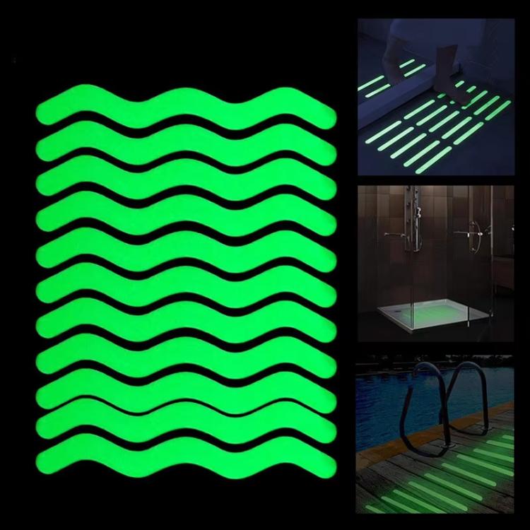 12pcs /Pack PEVA Self-Adhesive Glow-in-the-Dark Anti-Slip Stickers for Bathroom, Stairs, Floor