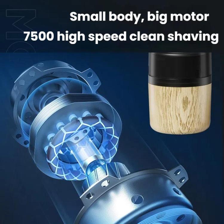 Wood Grain Electric Shaver Rechargeable Men Shaver with 6 Stainless Steel Blades, Waterproof Washable Head & High-Power Motor for Smooth Shaving