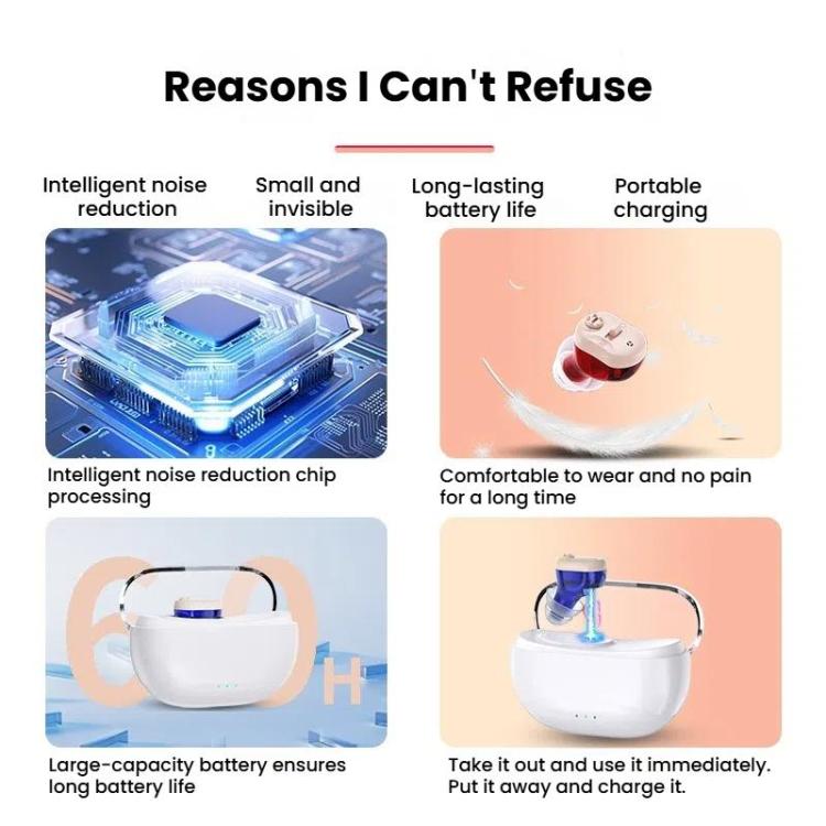 Elderly Hearing Aids In-Ear Sound Amplifier Stand-Alone Sound Collector Invisible Hearing Aids