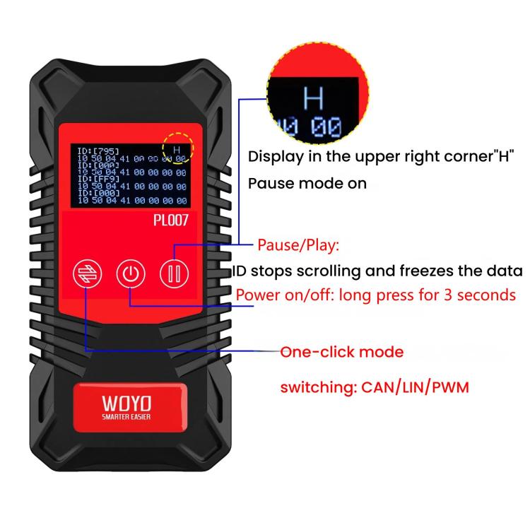 WOYO Handheld CAN/LIN/PWM Digital Communication Circuit Tester
