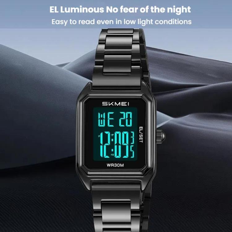 SKMEI 2493 Small Women Electronic Watch Square Steel Strap Watch