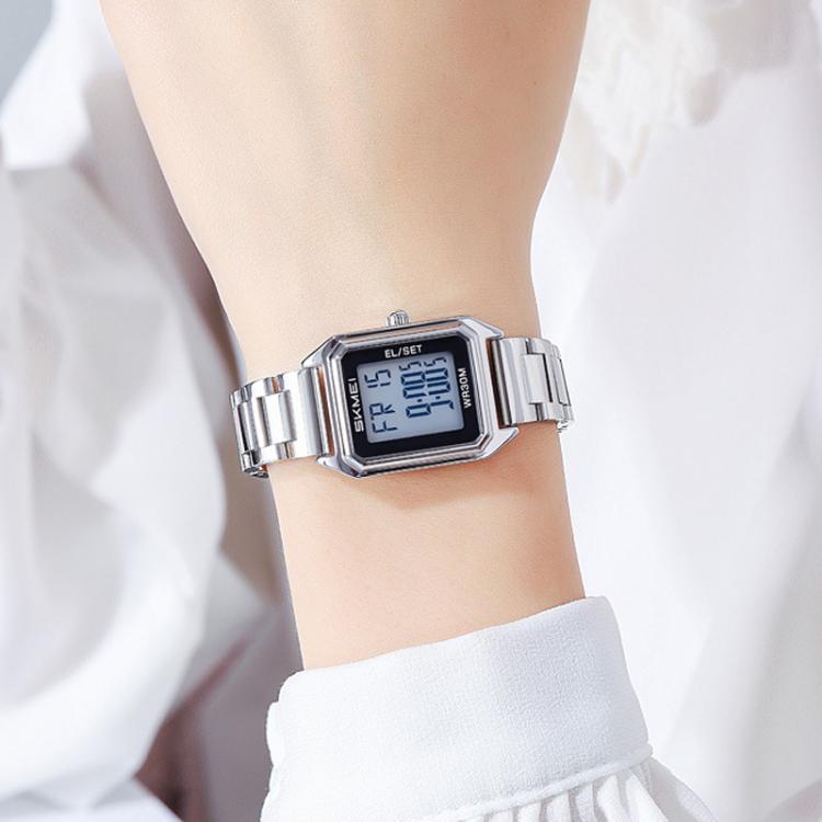 SKMEI 2493 Small Women Electronic Watch Square Steel Strap Watch