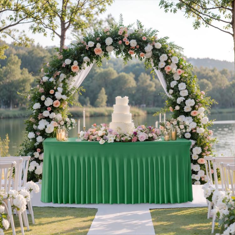 Spandex Table Skirt for Rectangle Table Stretchable Wrinkle Resistant Tablecloth for Weddings Parties Tradeshows