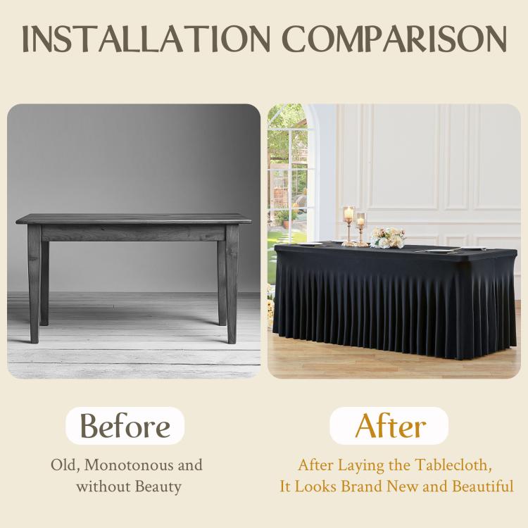 Spandex Table Skirt for Rectangle Table Stretchable Wrinkle Resistant Tablecloth for Weddings Parties Tradeshows