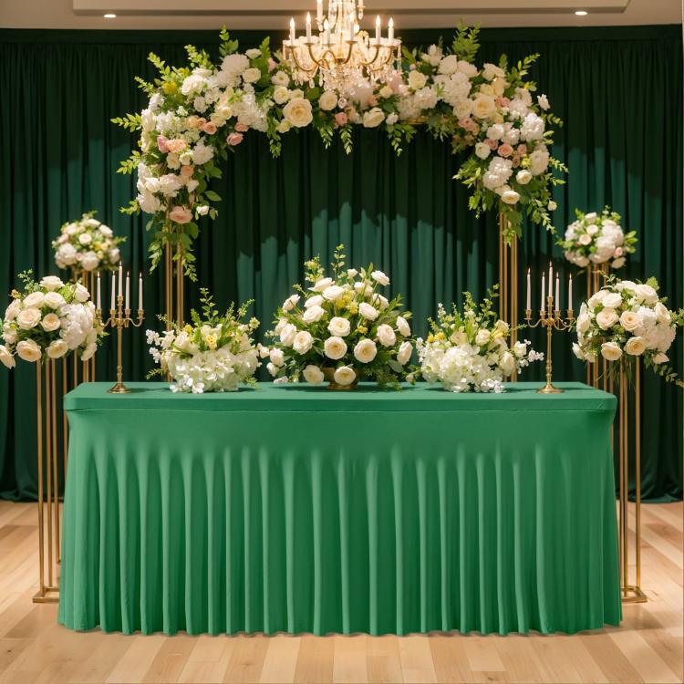Spandex Table Skirt for Rectangle Table Stretchable Wrinkle Resistant Tablecloth for Weddings Parties Tradeshows