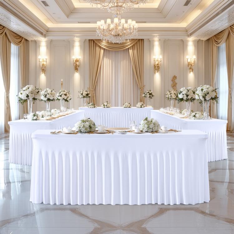 Spandex Table Skirt for Rectangle Table Stretchable Wrinkle Resistant Tablecloth for Weddings Parties Tradeshows
