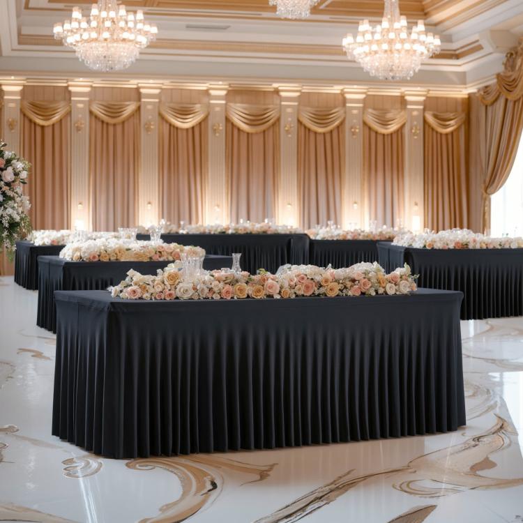 Spandex Table Skirt for Rectangle Table Stretchable Wrinkle Resistant Tablecloth for Weddings Parties Tradeshows