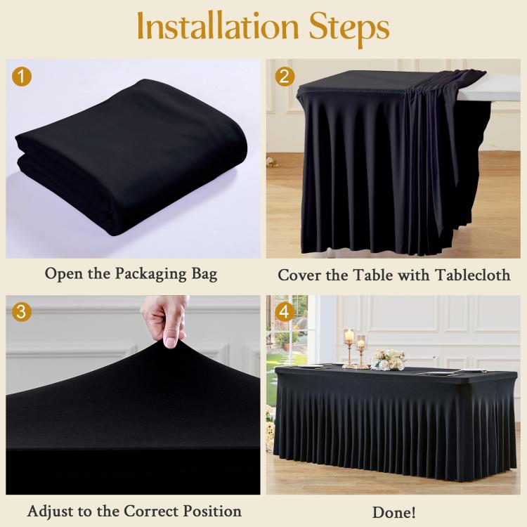 Spandex Table Skirt for Rectangle Table Stretchable Wrinkle Resistant Tablecloth for Weddings Parties Tradeshows