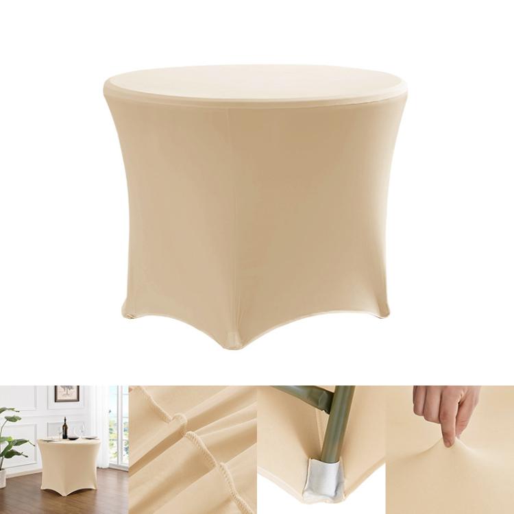 Simple Modern Stretch Round Table Cover Hotel Wedding Banquet Four Corners Large Round Table Cover