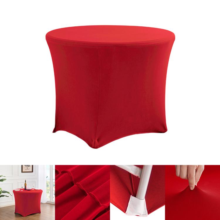 Simple Modern Stretch Round Table Cover Hotel Wedding Banquet Four Corners Large Round Table Cover