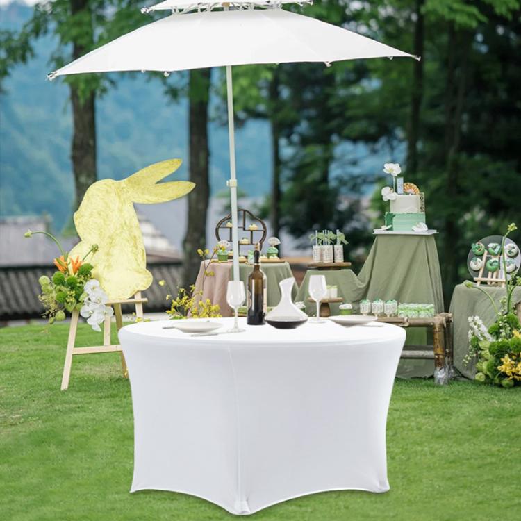 Simple Modern Stretch Round Table Cover Hotel Wedding Banquet Four Corners Large Round Table Cover