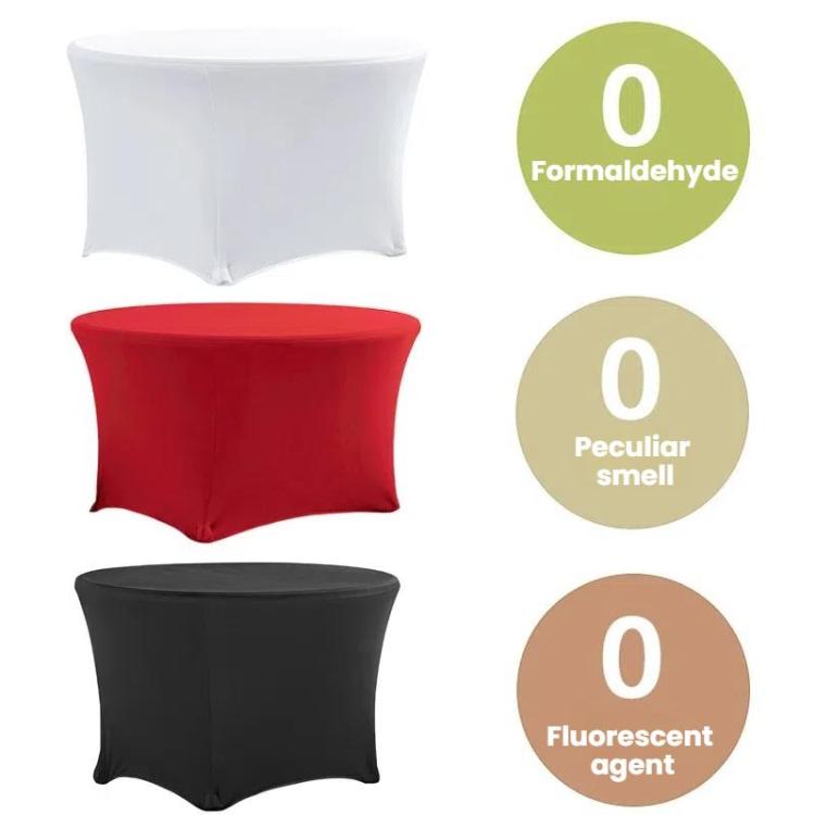 Simple Modern Stretch Round Table Cover Hotel Wedding Banquet Four Corners Large Round Table Cover