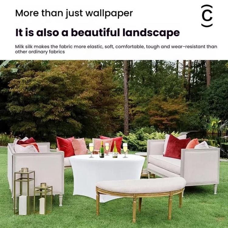 Simple Modern Stretch Round Table Cover Hotel Wedding Banquet Four Corners Large Round Table Cover