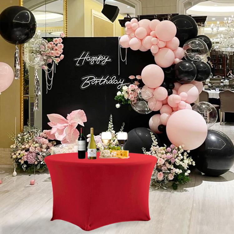 Simple Modern Stretch Round Table Cover Hotel Wedding Banquet Four Corners Large Round Table Cover